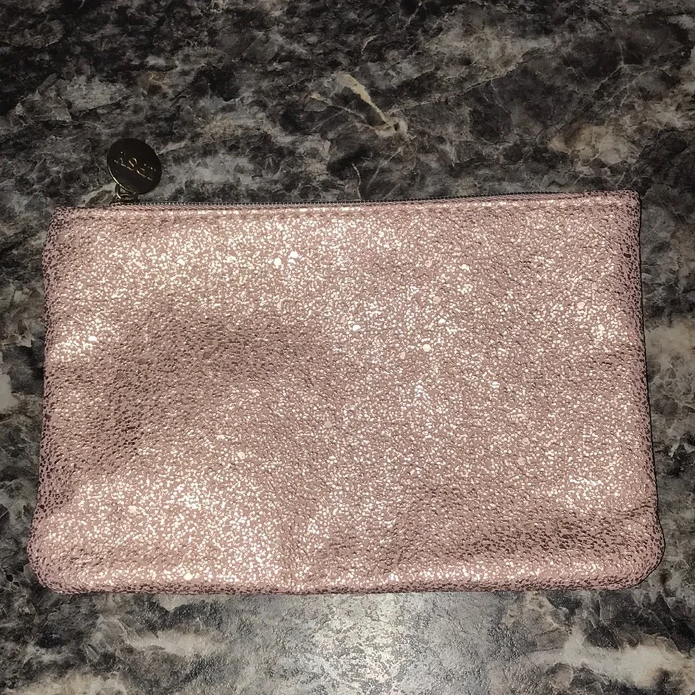 Ipsy Glam Zippered Cosmetic Make Up Pouch for Travel Textured Pink